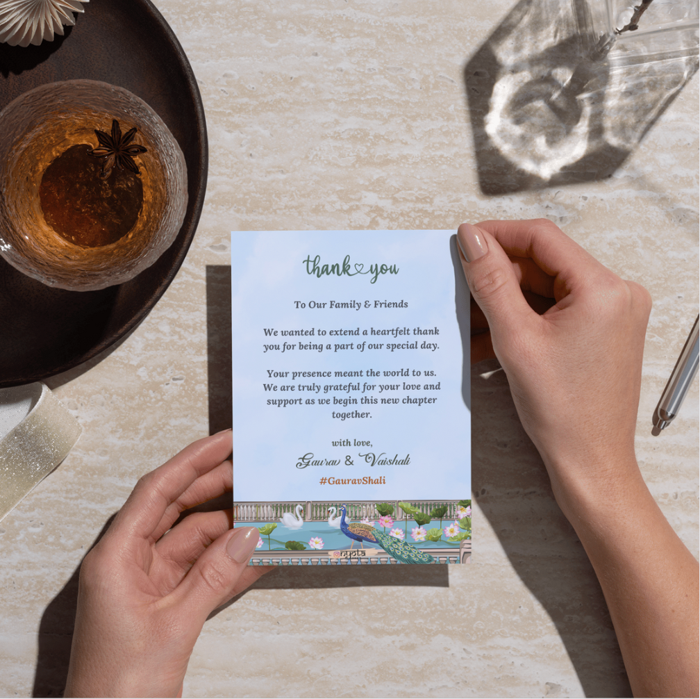 Blue Pichwai Theme Thank You Card