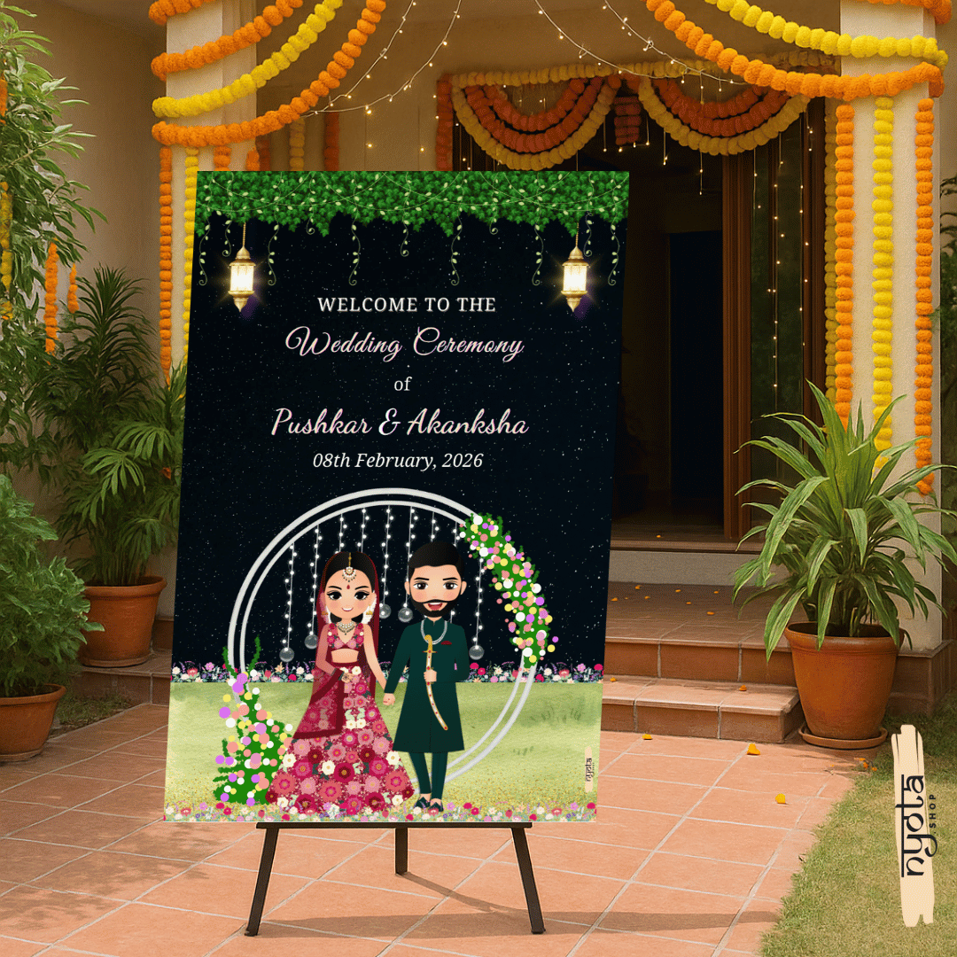 Black Greenery Customised Wedding Welcome Board – Nyota.shop
