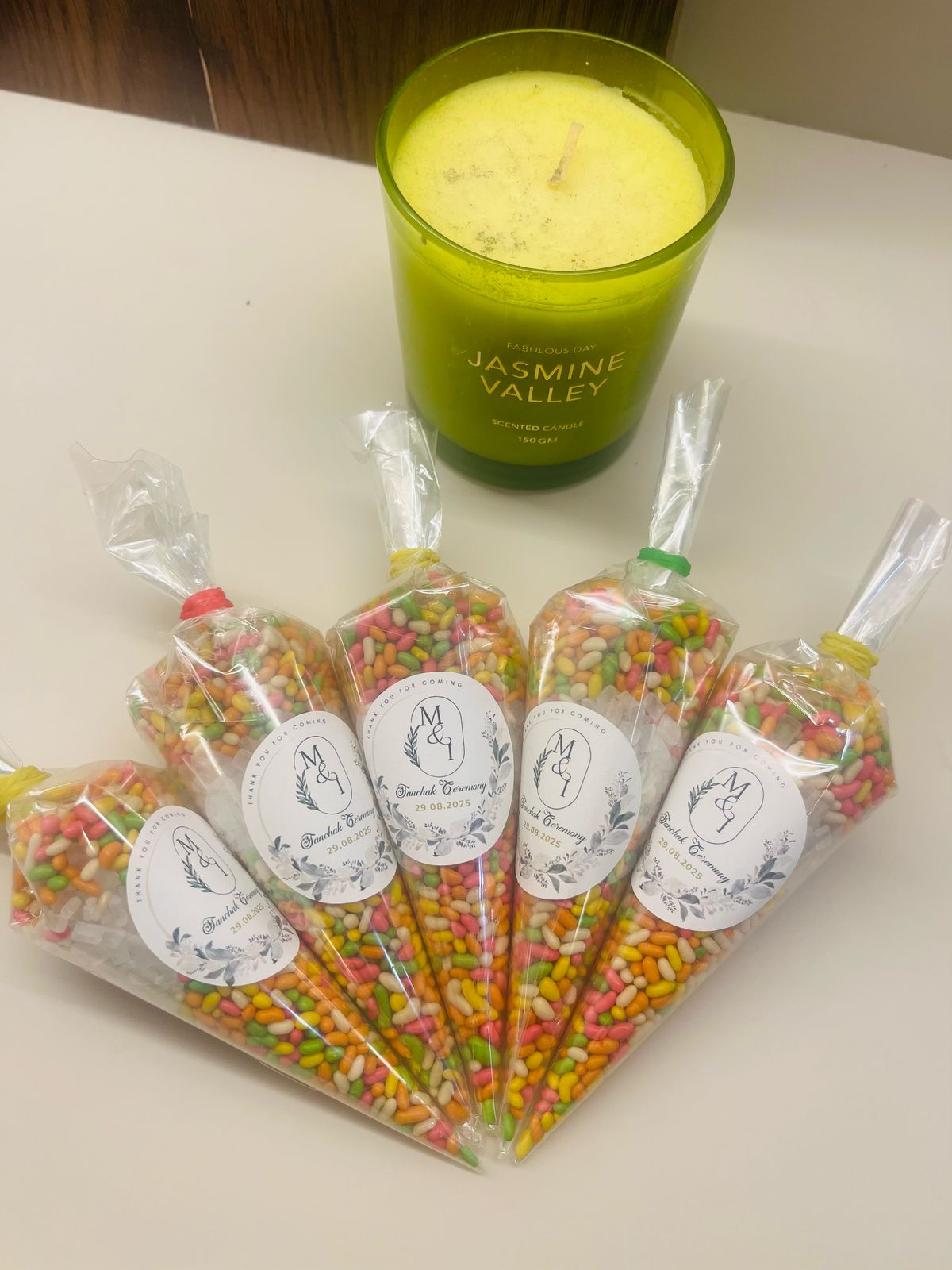 Saunf (Mouth-freshener) Cones Mehendi Favours with stickers