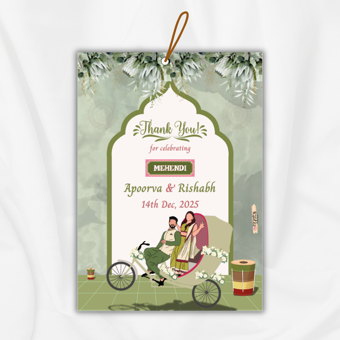 Mehendi Green Thank You Gift Tag