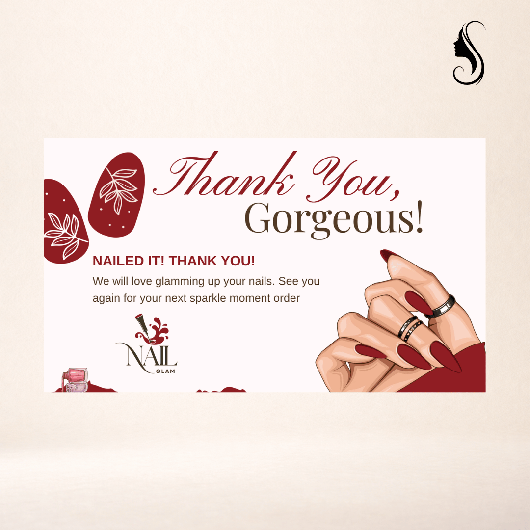 Nail Artist Thank You Cards | Small Business Packaging Insert | 3.5x2.25 Inch