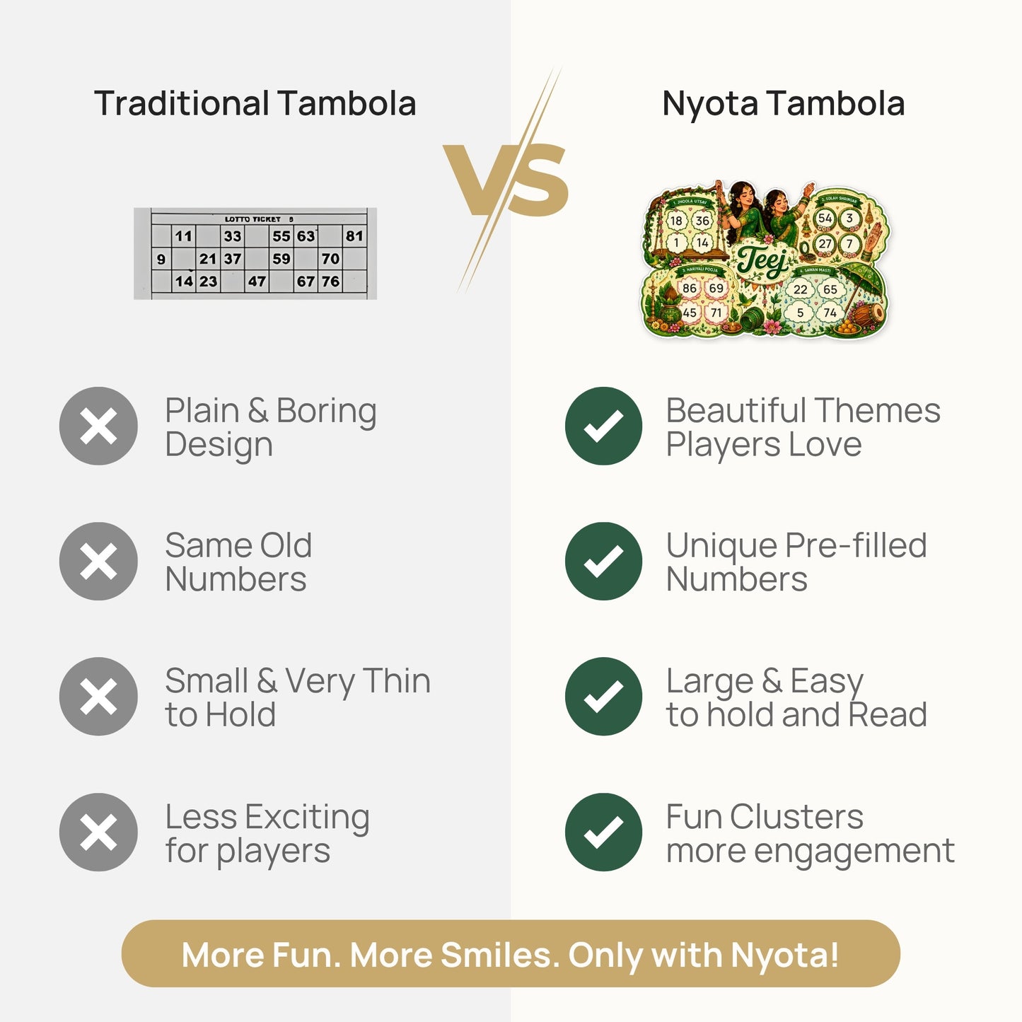 Nyota Teej Theme Tambola Tickets | Premium Printed Housie Tickets | Bingo Cards for Kitty Party, Family Game Night, Teej Festival Celebration, Office Party & Indian Party Games