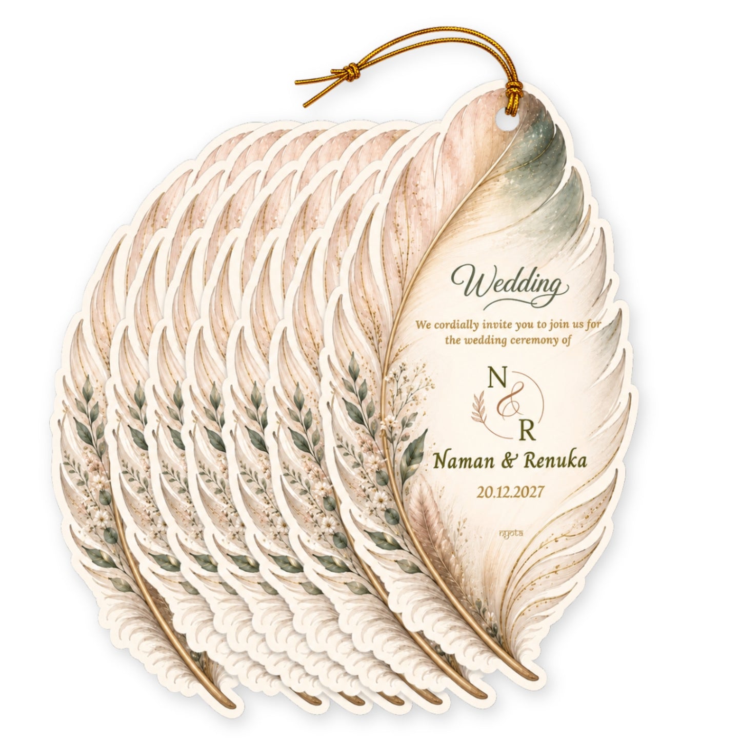 NYOTA Personalised Boho Feather Wedding Gift Tags