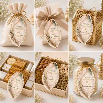 NYOTA Personalised Boho Feather Wedding Gift Tags