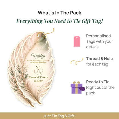 NYOTA Personalised Boho Feather Wedding Gift Tags