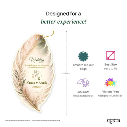 NYOTA Personalised Boho Feather Wedding Gift Tags