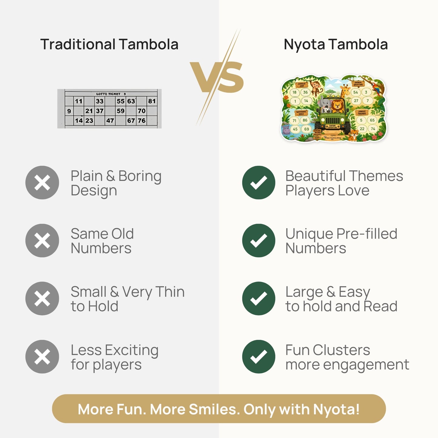 Nyota Jungle Theme Tambola Tickets | Safari Adventure Housie Bingo Game Cards | Party Game for Kids Birthday, Jungle Party, Family Game Night & School Activities