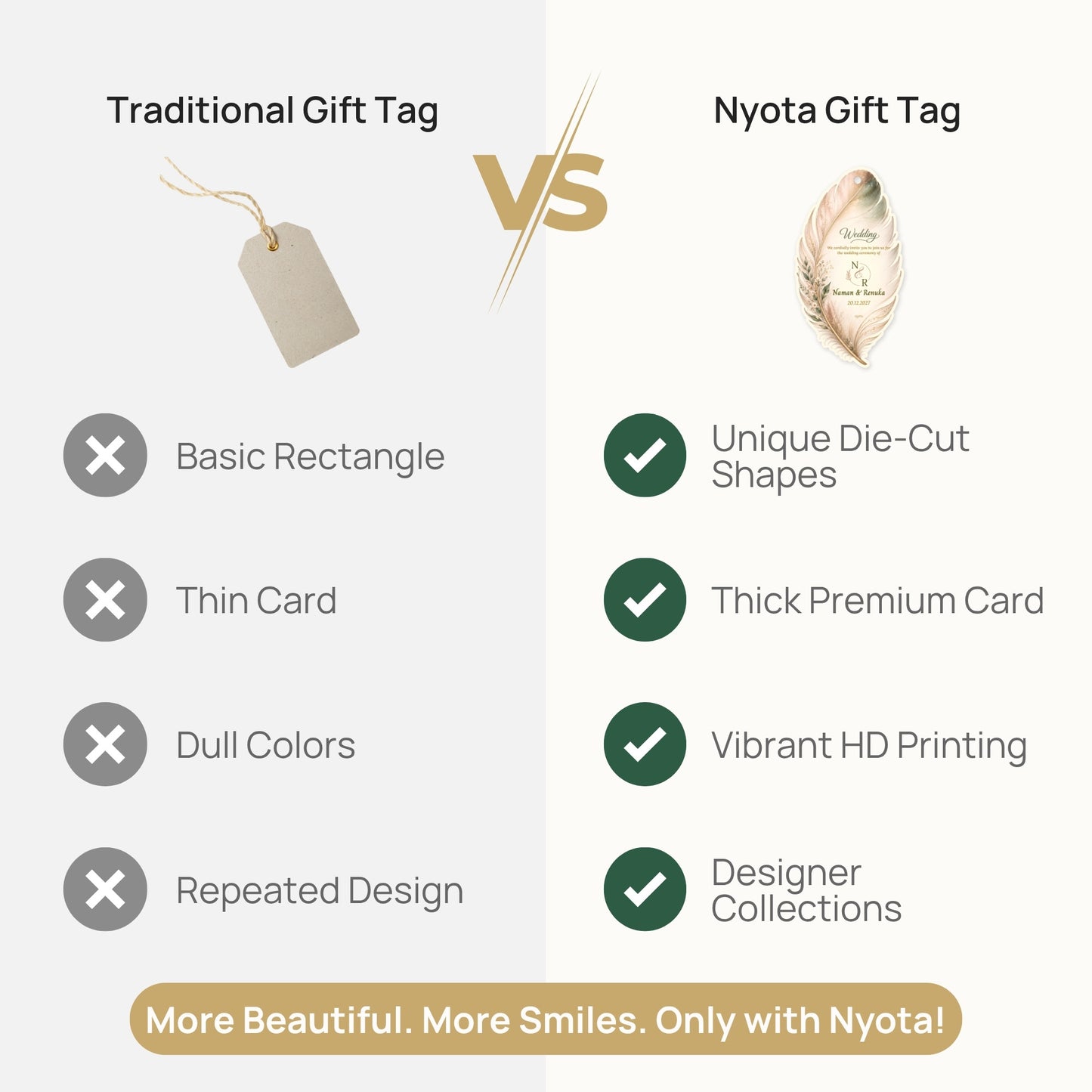 NYOTA Personalised Boho Feather Wedding Gift Tags