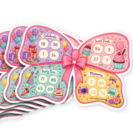 Nyota Birthday Butterfly Theme Tambola Tickets | Butterfly Housie Bingo Game Cards | Party Game for Kids Birthday, Family Game Night & Birthday Celebrations
