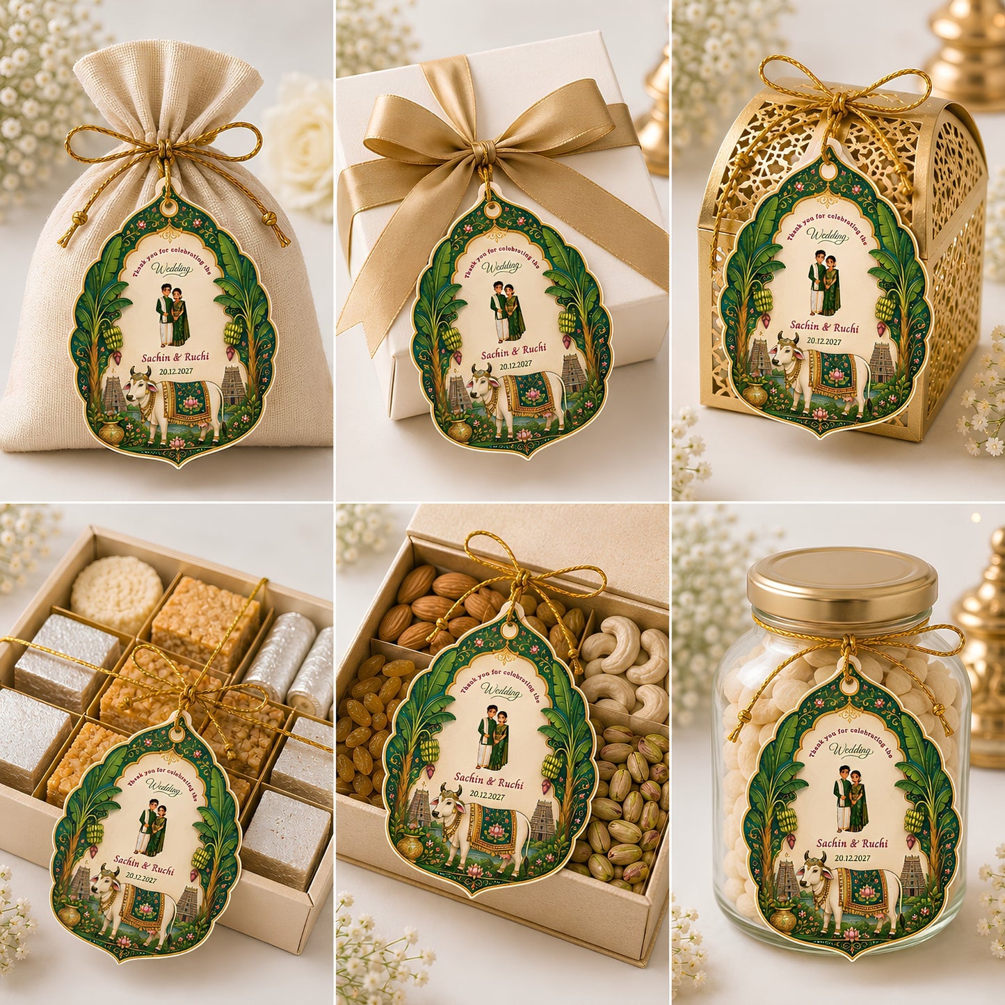 NYOTA Personalised South Indian Heritage Wedding Gift Tags