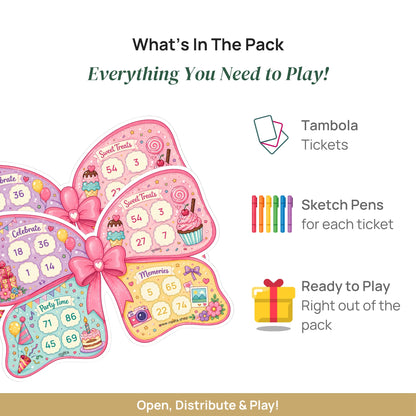 Nyota Birthday Butterfly Theme Tambola Tickets | Butterfly Housie Bingo Game Cards | Party Game for Kids Birthday, Family Game Night & Birthday Celebrations