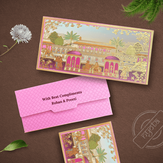 Gold Foil Royal Pink Shagun Envelope