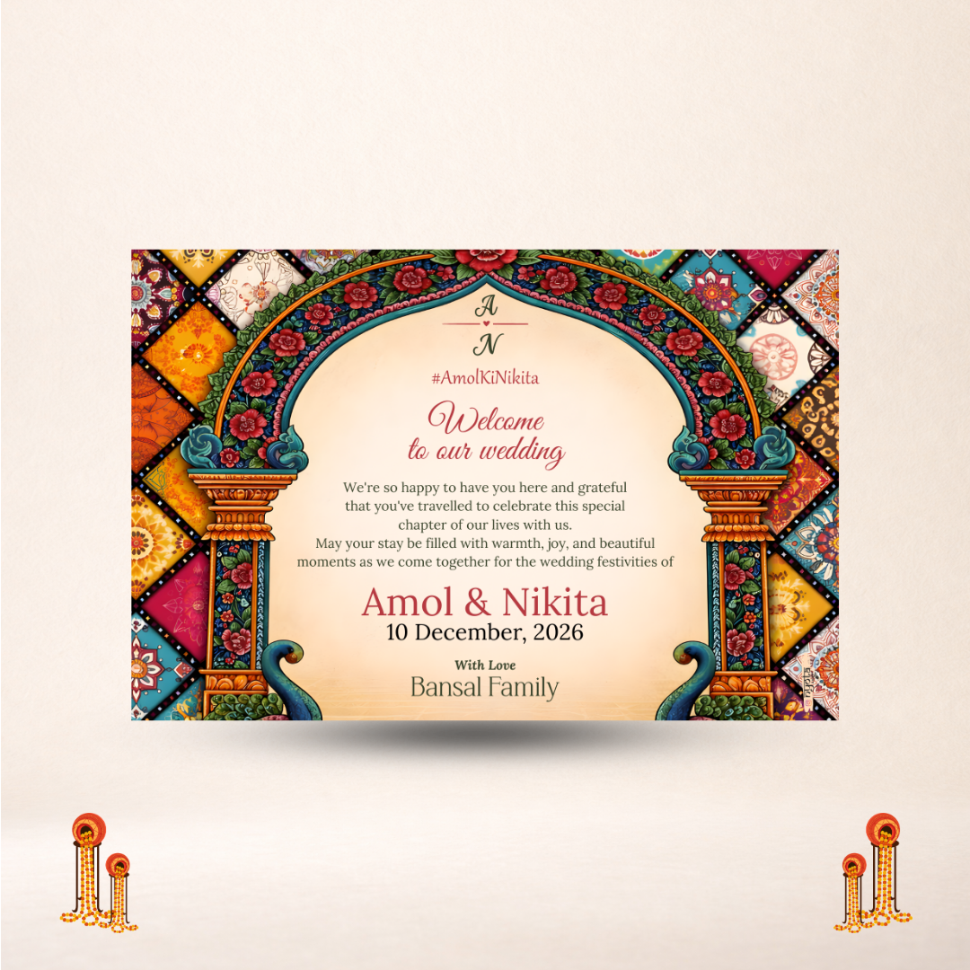 Royal Mandap Theme Thank You Card for Wedding Guests