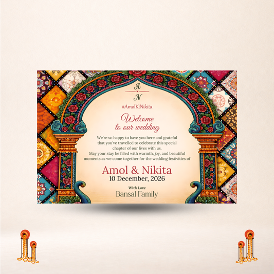 Royal Mandap Theme Thank You Card for Wedding Guests