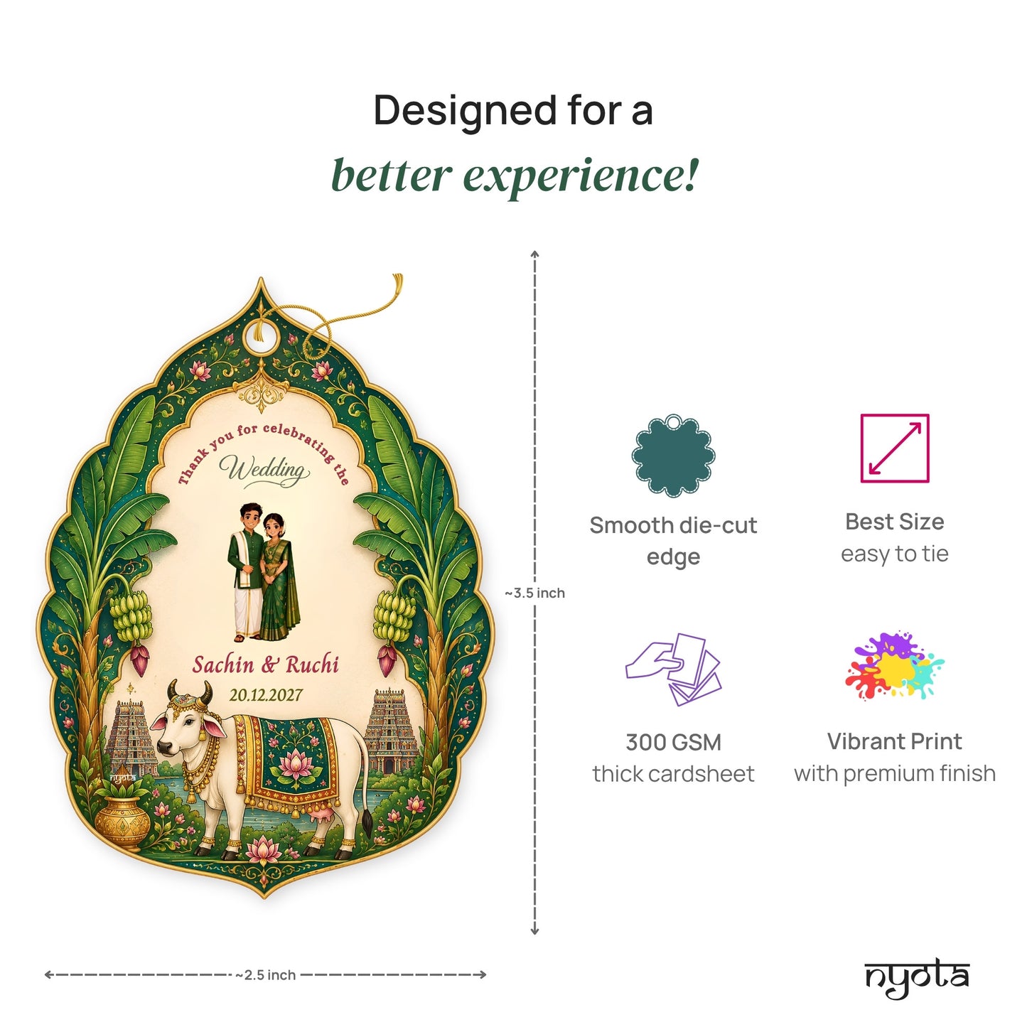 NYOTA Personalised South Indian Heritage Wedding Gift Tags