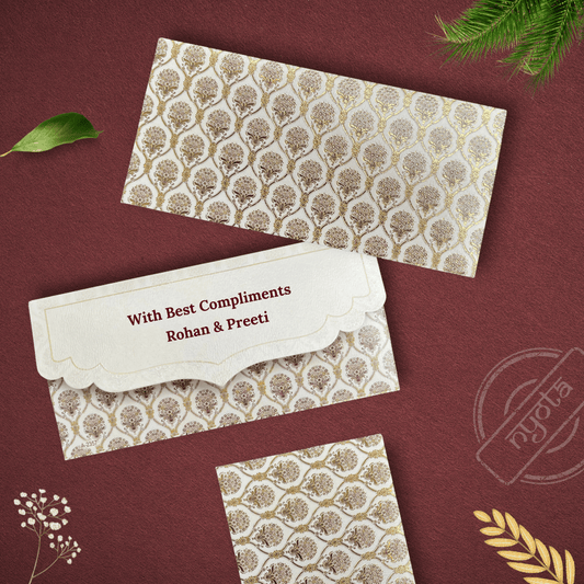 Ethnic Creamy Gold Foil Shagun Envelope