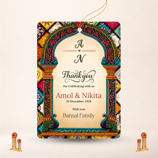 Royal Mandap Theme Customized Wedding Gift Thank You Tag