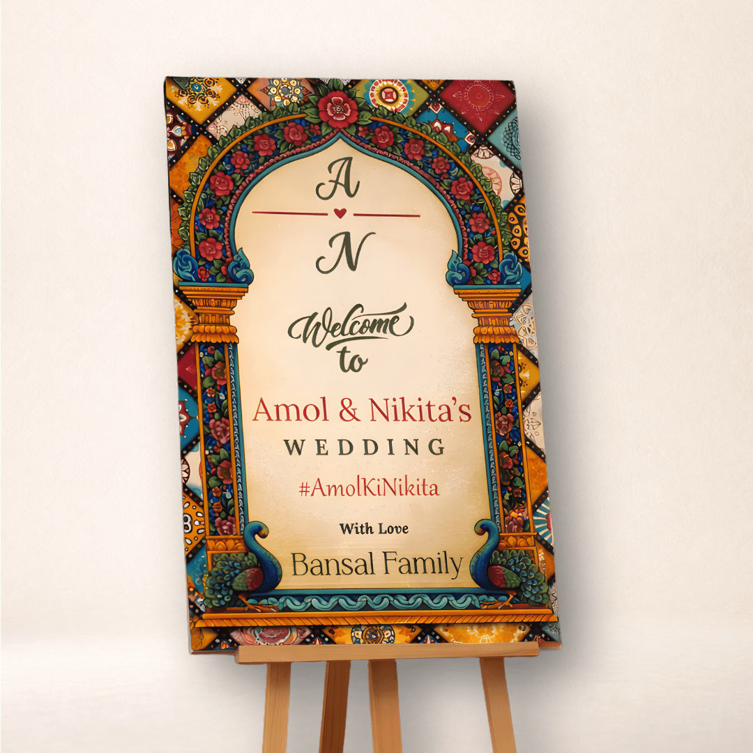 Customised Name Wedding Welcome Board Royal Mandap