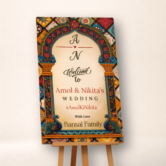 Customised Name Wedding Welcome Board Royal Mandap