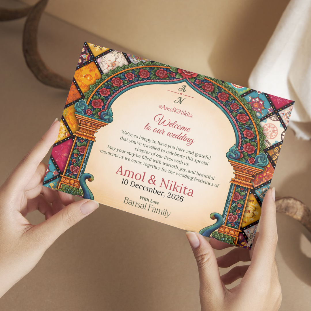 Royal Mandap Theme Thank You Card for Wedding Guests