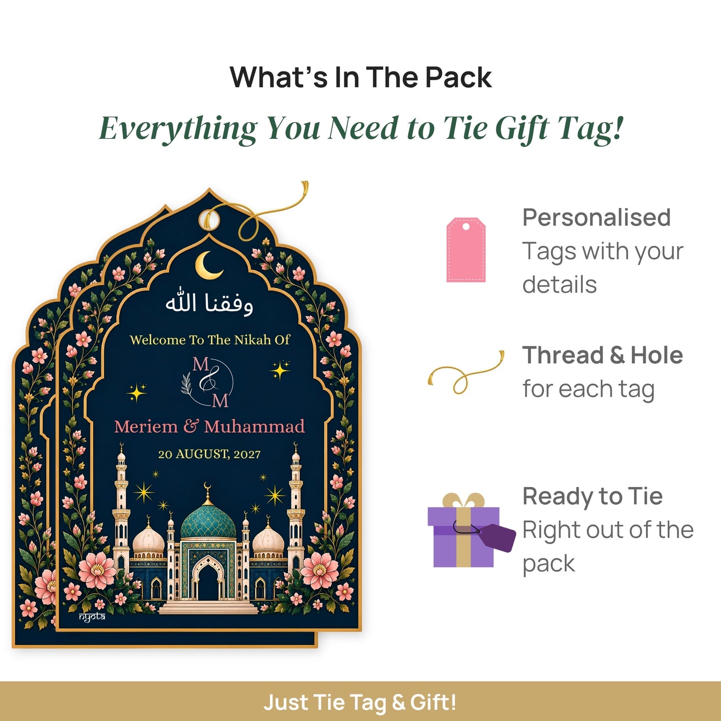NYOTA Personalised Islamic Nikah Wedding Gift Tags