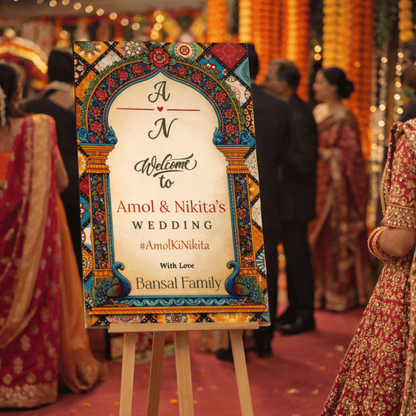 Customised Name Wedding Welcome Board Royal Mandap