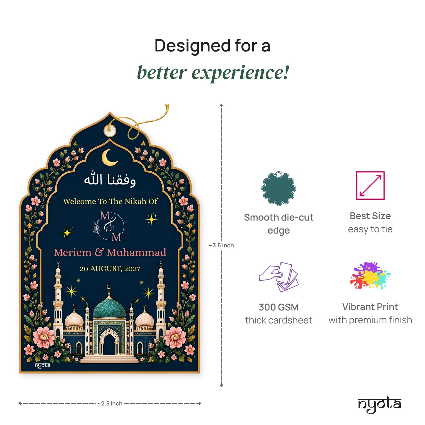 NYOTA Personalised Islamic Nikah Wedding Gift Tags