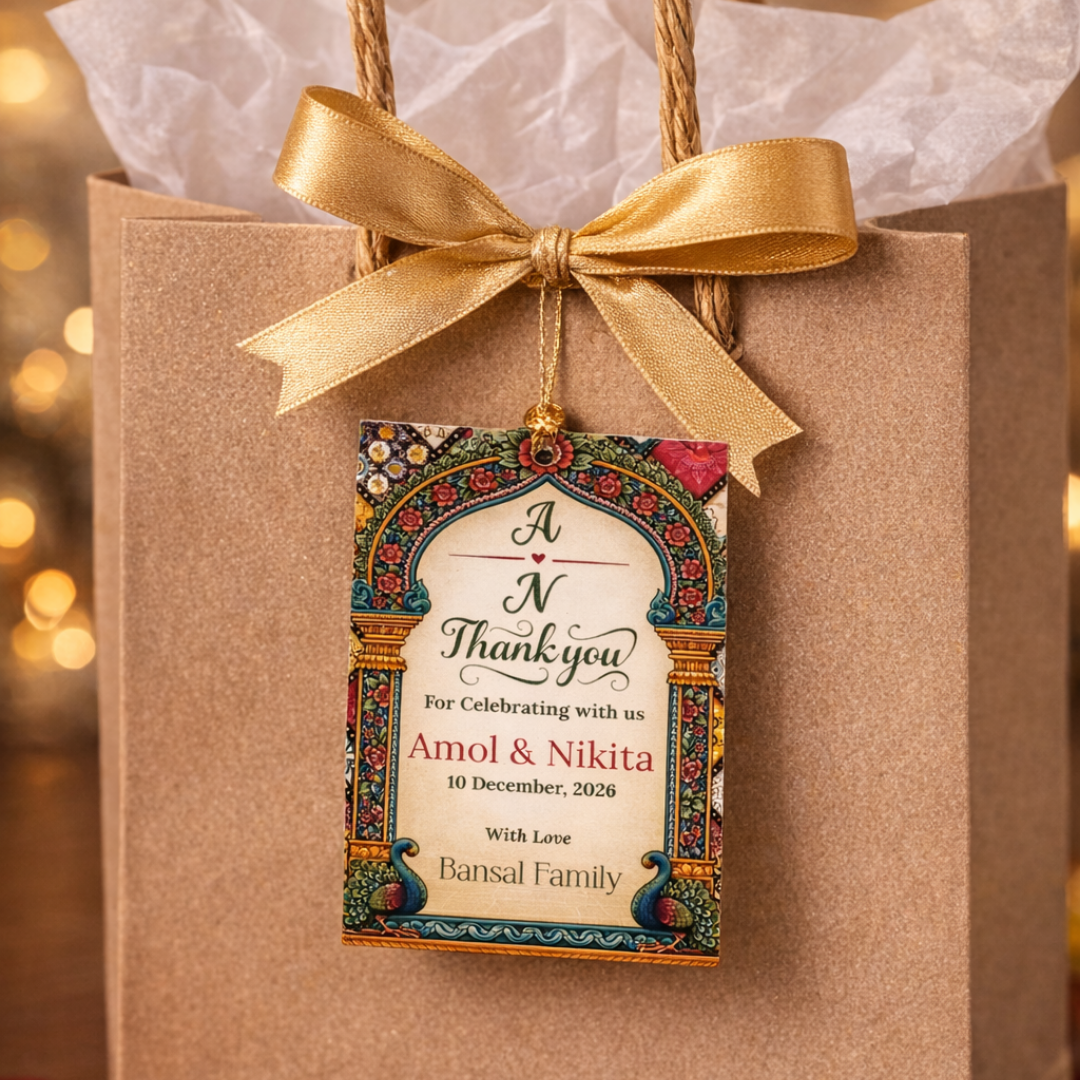 Royal Mandap Theme Customized Wedding Gift Thank You Tag