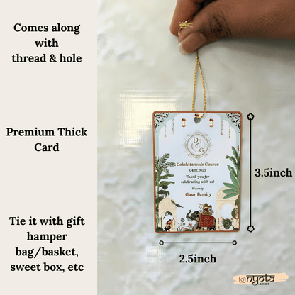 Blue Pichwai Theme Wedding Gift Thank You Tag