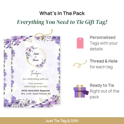Elegant Purple Wedding Thank You Gift Tag