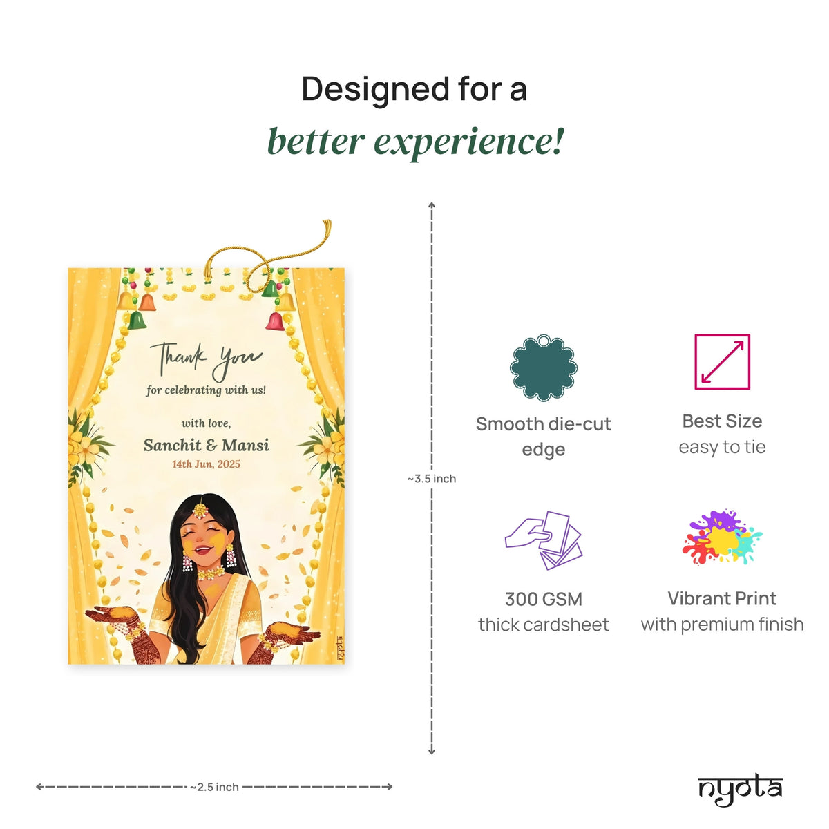 Bridal Haldi Thank You Gift Tag