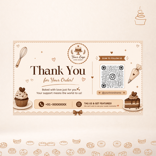 Premium Bakery Thank You Cards | Cute Cake Design | Small Business Packaging Insert 3 | 3x2 Inch (Copy)