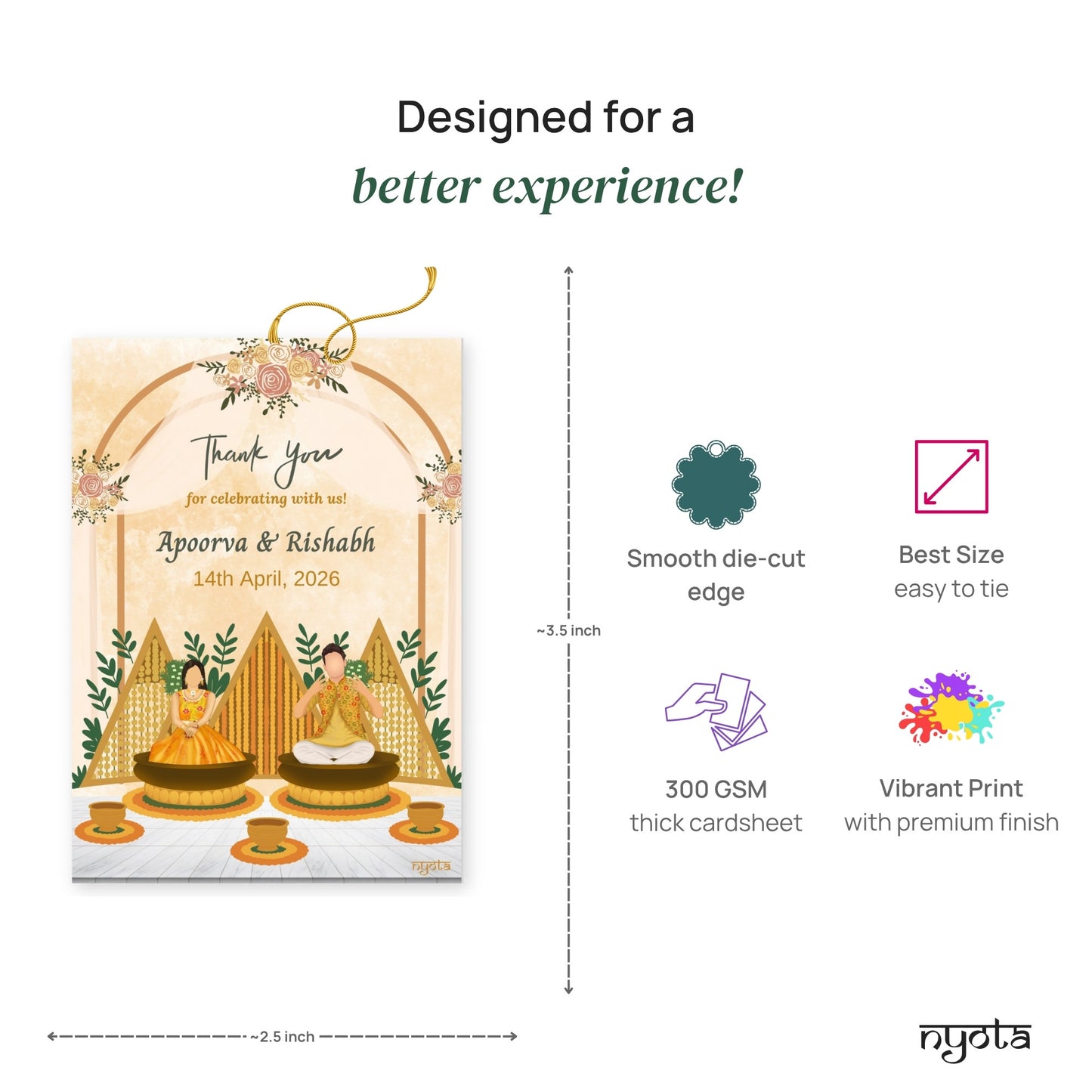 Elegant Haldi Thank You Gift Tag