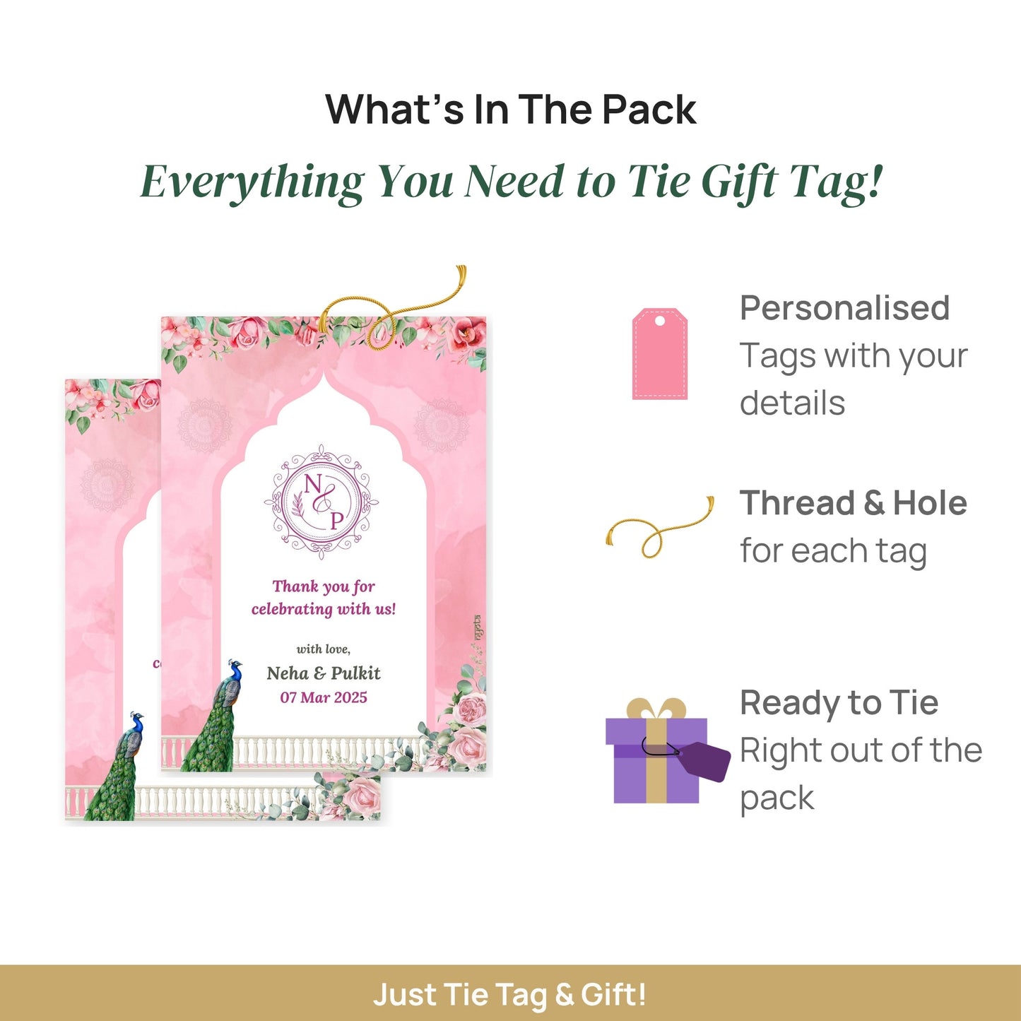 Dreamy Pink Wedding Thank You Gift Tag