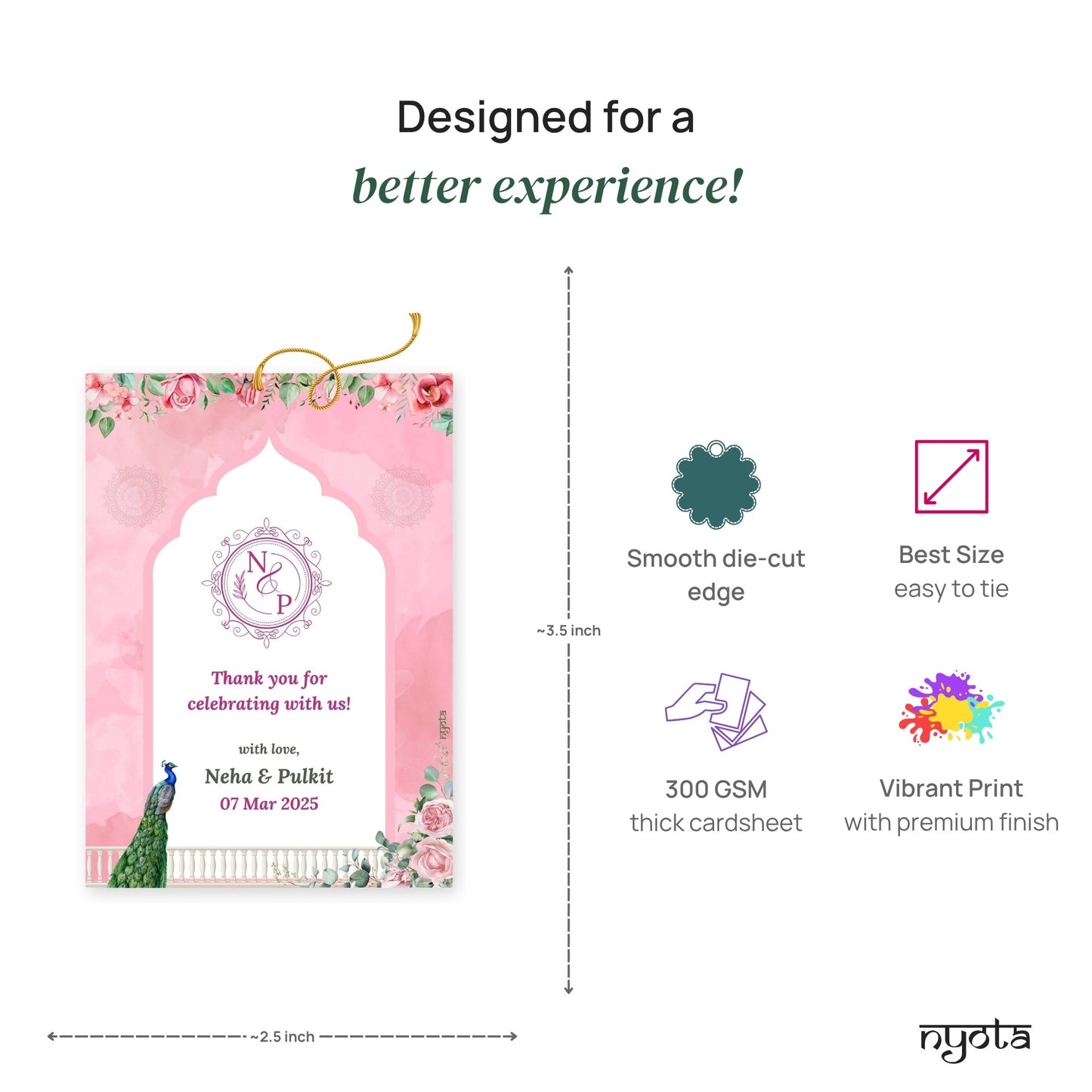 Dreamy Pink Wedding Thank You Gift Tag