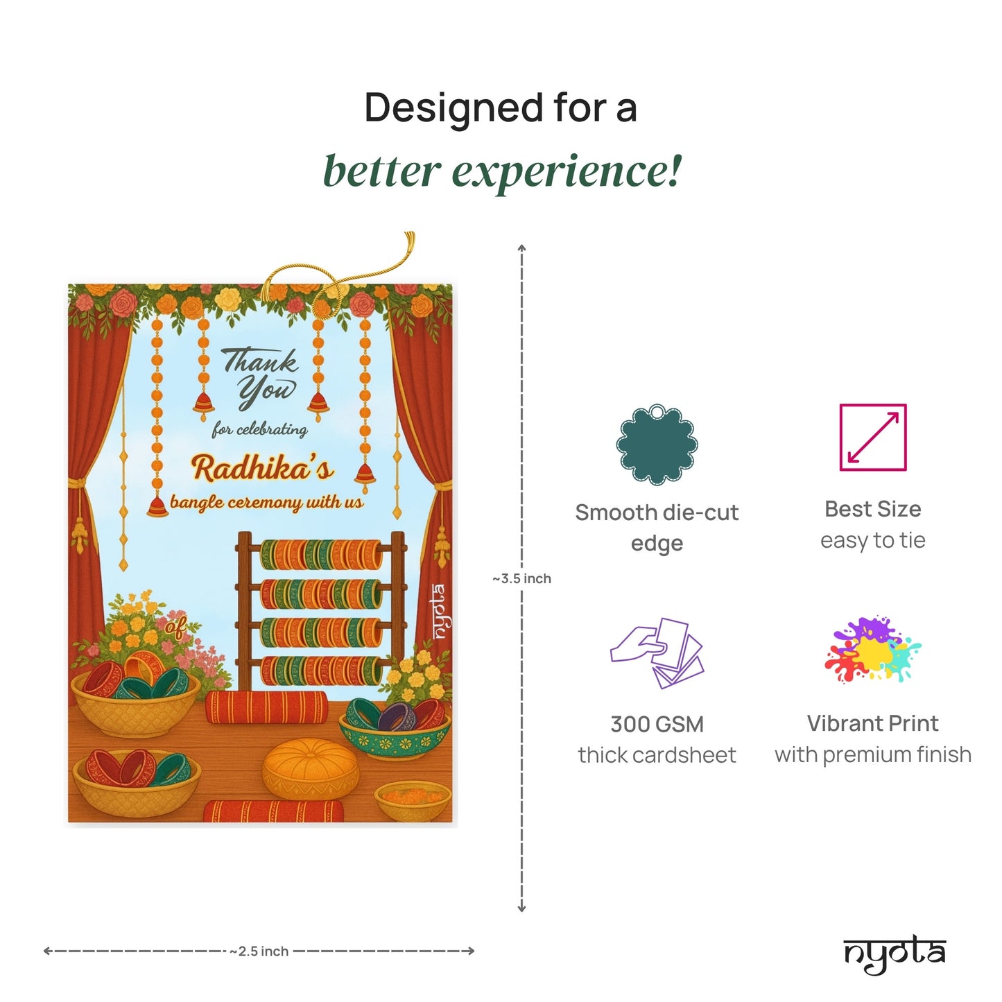 Bangle Ceremony return favour card