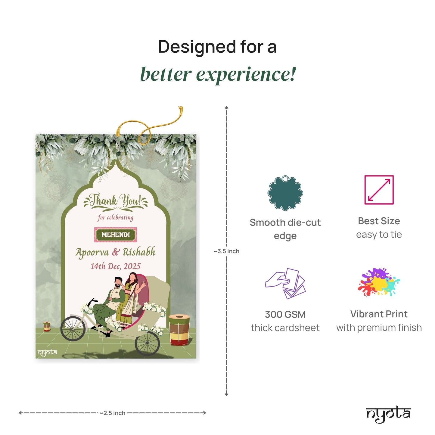 Mehendi Green Thank You Gift Tag