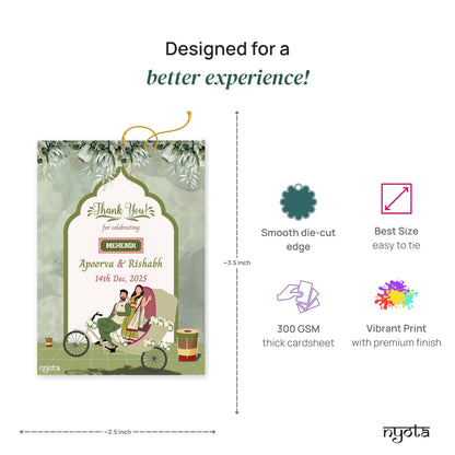 Mehendi Green Thank You Gift Tag
