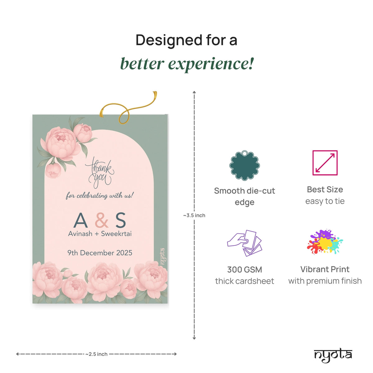 Pastel Pink Green Thank You Gift Tag