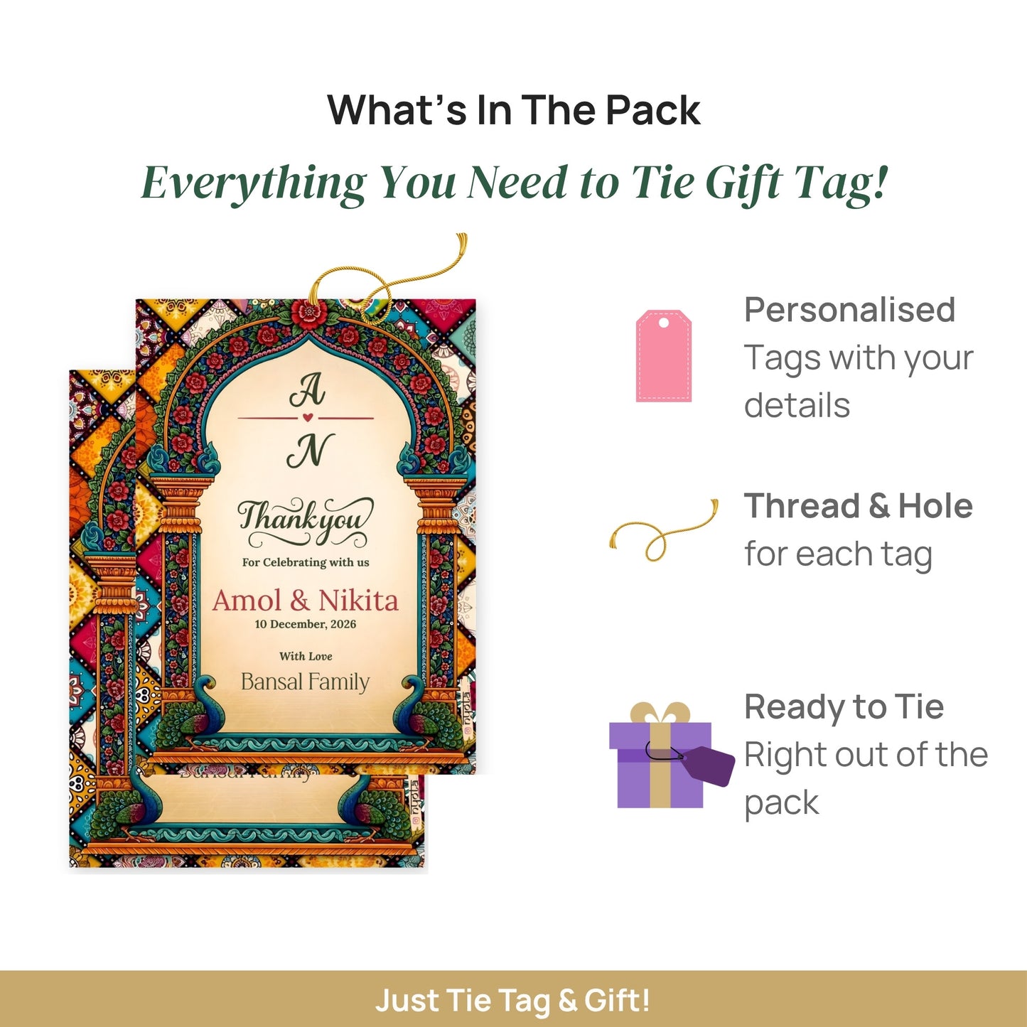 Royal Mandap Theme Customized Wedding Gift Thank You Tag