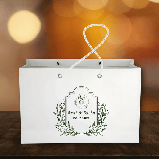Green Floral Customised Printed Paper Bag