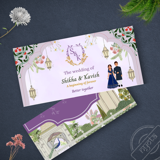 Customised Wedding Shagun Envelope - Lavendar