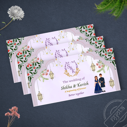 Customised Wedding Shagun Envelope - Lavendar