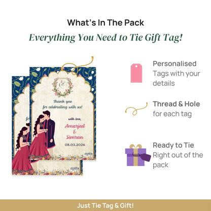 Printed Indian Wedding Royal Thank You Tag