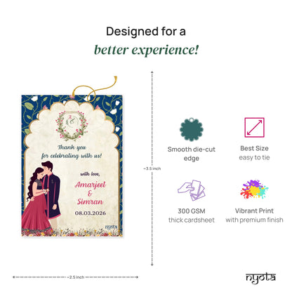 Printed Indian Wedding Royal Thank You Tag