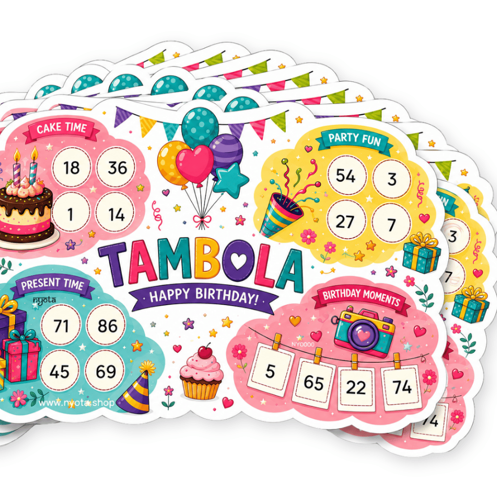 Happy Birthday Tambola Tickets – Premium Birthday Theme Housie Game Cards for Kids Birthday, Adults Birthday, Return Gifts & Party Games