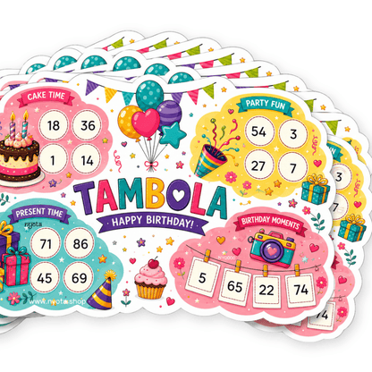 Happy Birthday Tambola Tickets – Premium Birthday Theme Housie Game Cards for Kids Birthday, Adults Birthday, Return Gifts & Party Games