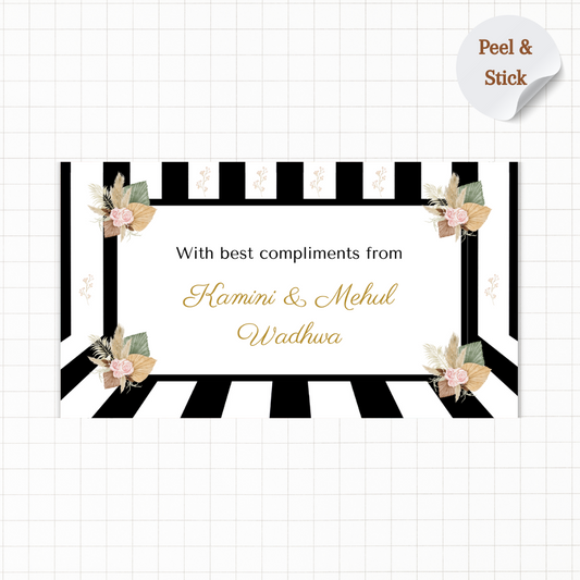 Black and White Striped 3D Effect Personalised Gift Sticker