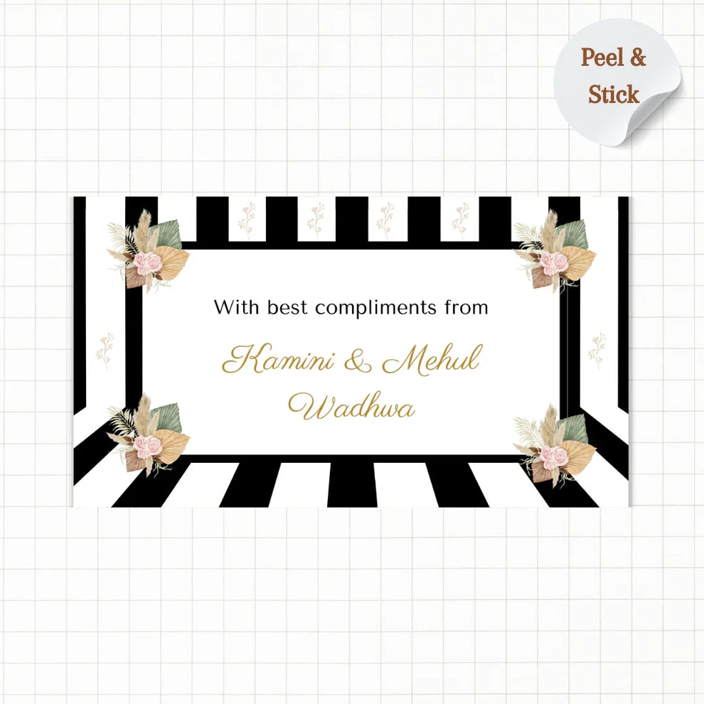 Black and White Striped 3D Effect Personalised Gift Sticker – Nyota.shop