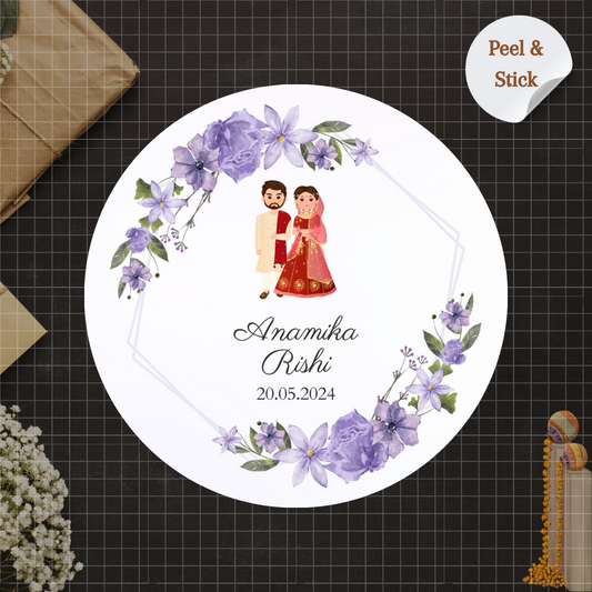 Purple Passion Floral Wedding Sticker